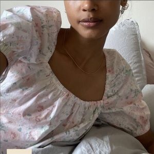 H&M FLORAL PUFF SLEEVE BLOUSE CROP TOP NEW M